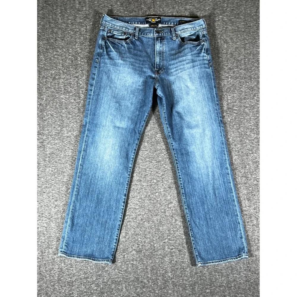 Lucky Brand 361 Vintage Straight Mens Blue Jeans 36x32 Medium Wash Stretch Denim